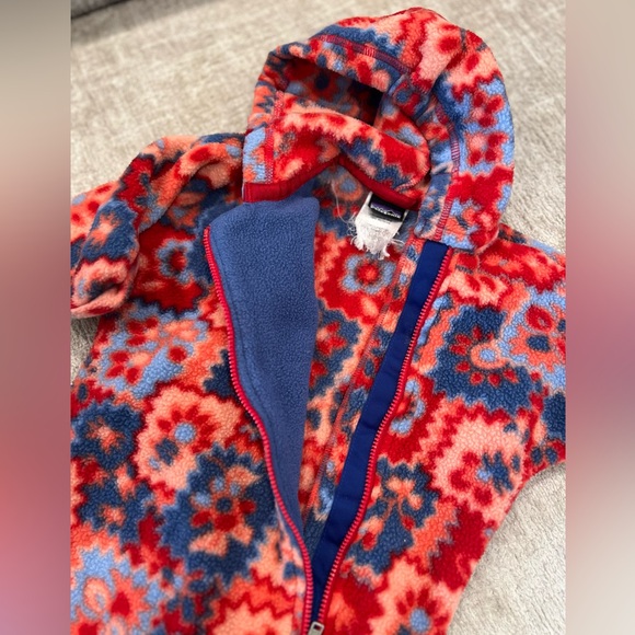 Patagonia Fleece Floral Bunting With Hood Front Zipper Closure Cozy - Picture 10 of 11